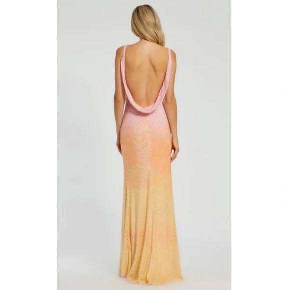Mac Duggal 5763 Sunset Ombre Pink Sequin Open Back Maxi Gown Dress Size 8 NEW - Picture 14 of 16